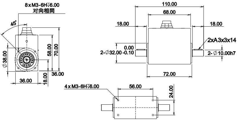 动态扭矩传感器CAZF-TD110外形尺寸